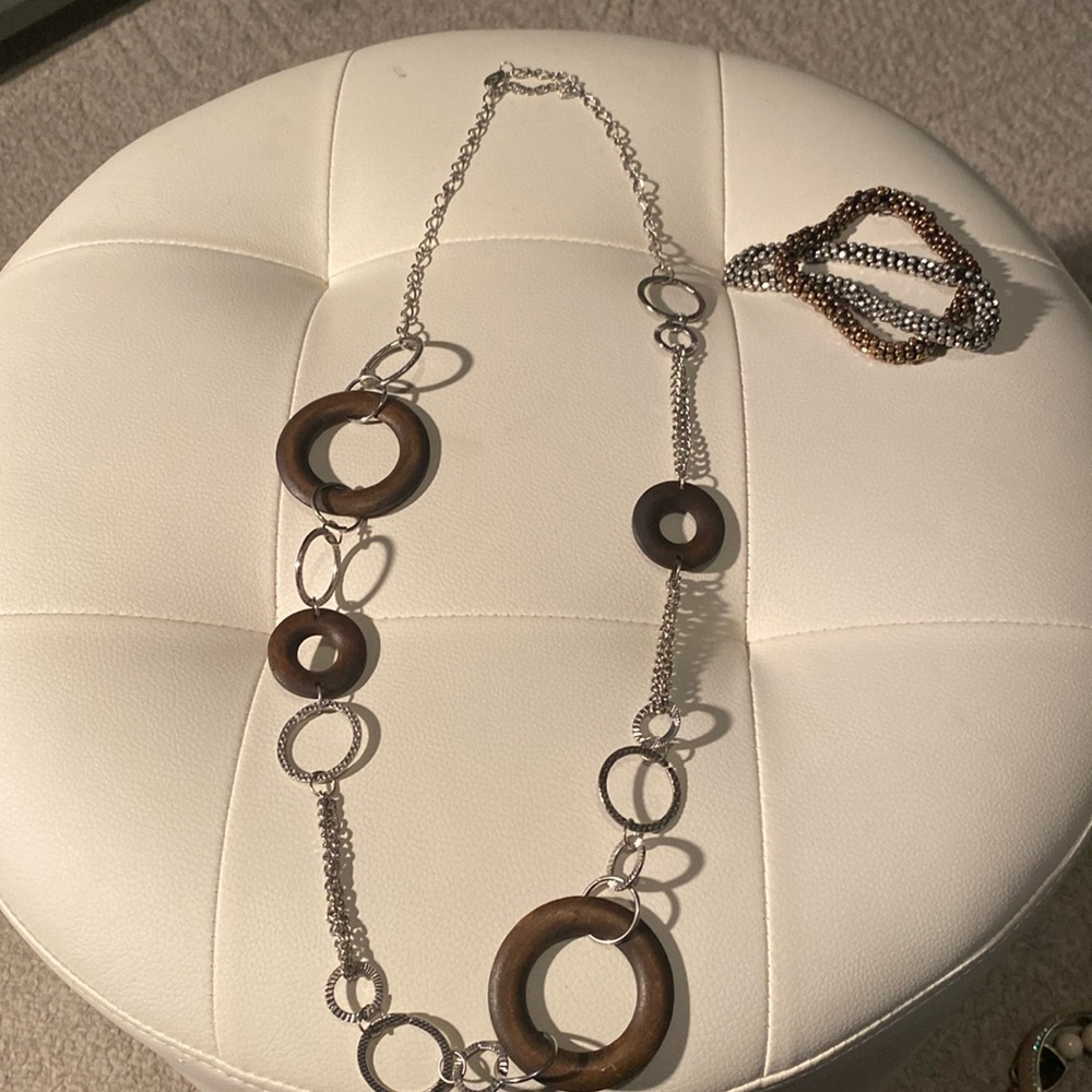 Brown and silver necklace
